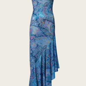 Vestido Midi Paisley Assimétrico com Folhos - Etro