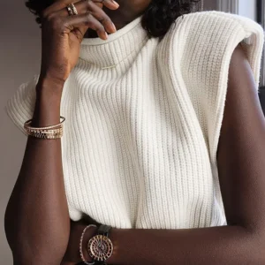 Blusa Casual de Tricô Gola Alta