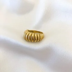 Anel em Aço Dourado Croissant Grande