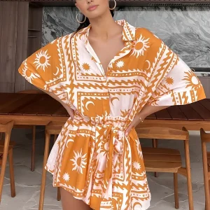 Macação Curto com Estampa Boho