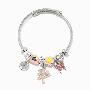 Bracelete Torcida com Charms SZ1073 - Aço Inox e Metal